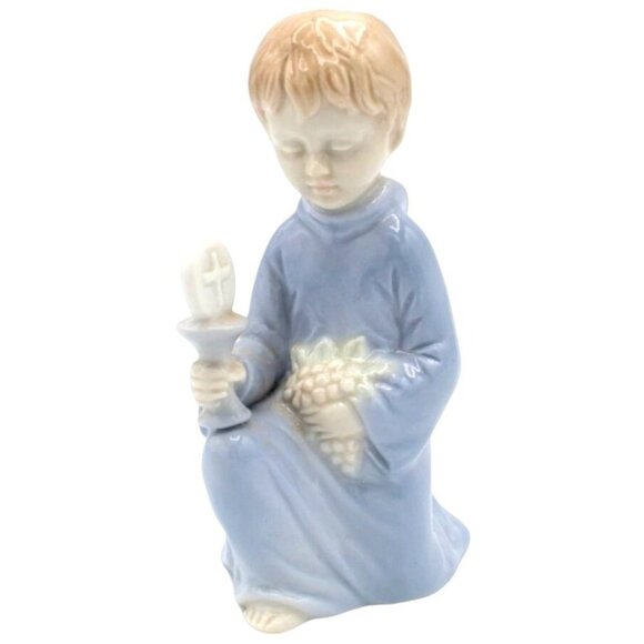 First Holy Communion Praying Boy Vintage Religious Dated 1984 Porcelain 4 Inch - Picture 1 of 10
